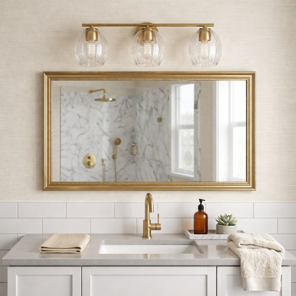 Luster Three Lights Vanity with Clear Glass