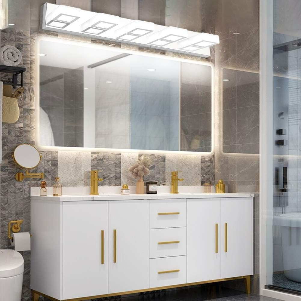 LED Bathroom Vanity Lighting Fixtures 5 Lights Acrylic Rotable 360° Modern Bathroom Vanity Light over Mirror
