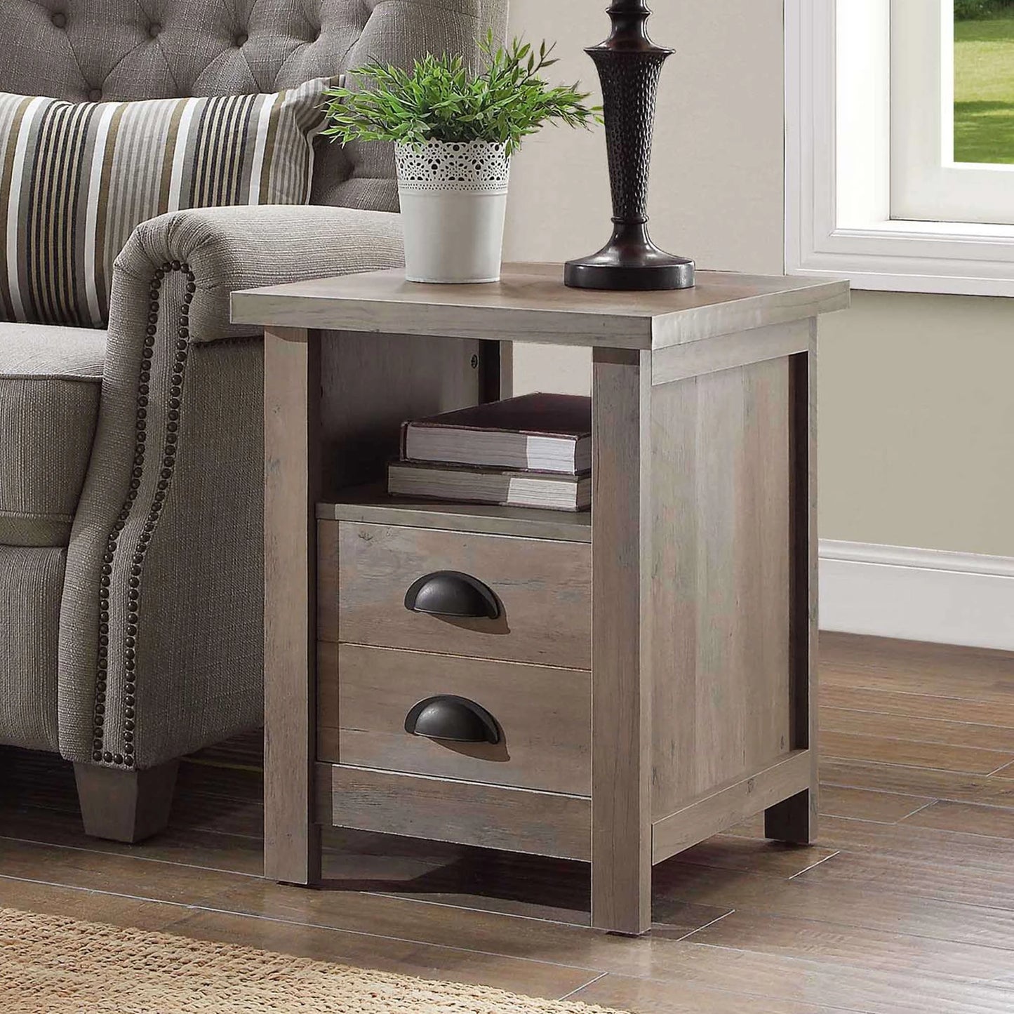 Granary Modern Farmhouse End Table, Rustic Gray