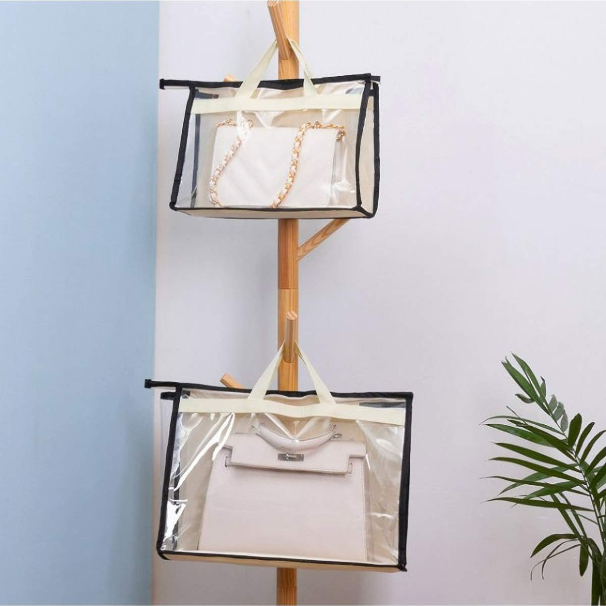 8 Pack Handbag Dust Bags Clear Purse Storage Organizer for Closet, Hanging Zipper Storage Bag for Handbags