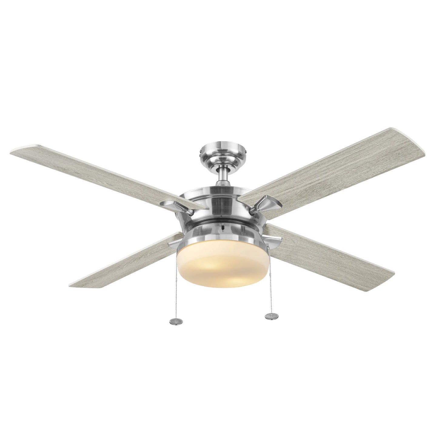 Blair 52" Nickel Modern Indoor Ceiling Fan with Light, 4 Blades, Pull Chains & Reverse Airflow