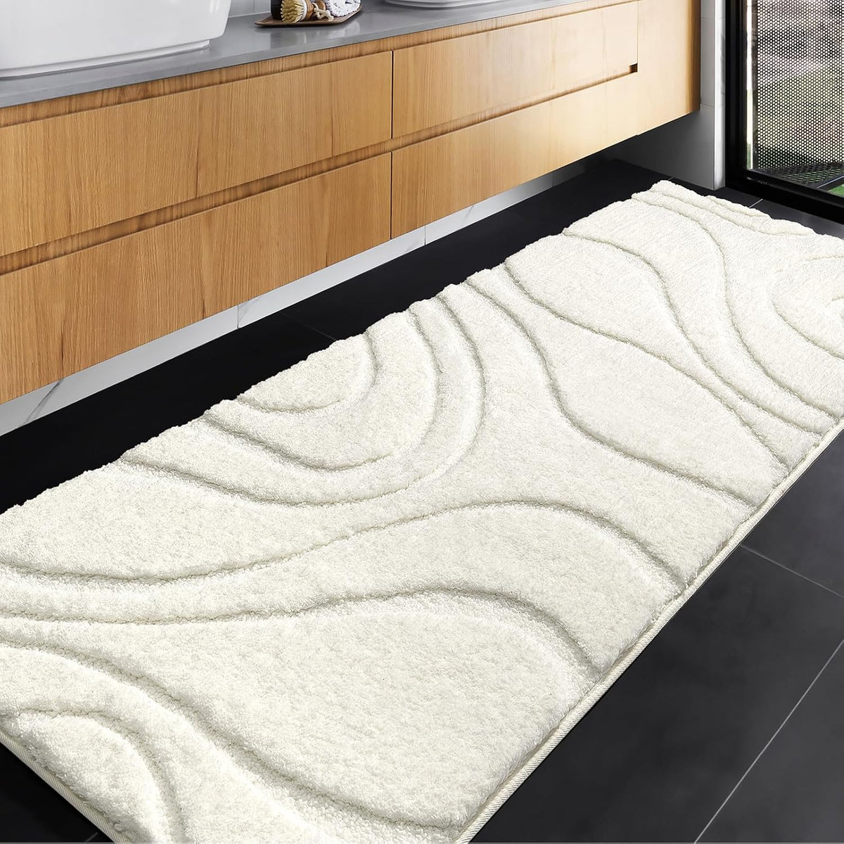 Bathroom Rugs Runner Non-Slip Mat for Bathroom Floor, 24X72 White