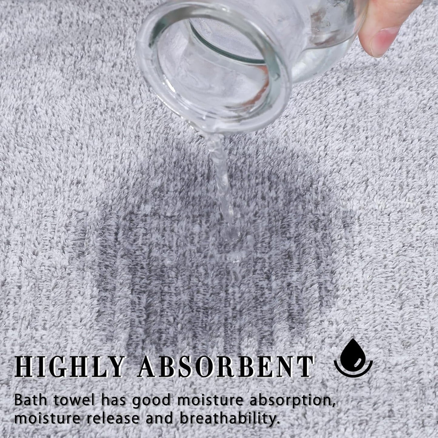 2-Pack 27" X 54" Bath Towels 30% Viscose Made from Bamboo Ultra Soft & Highly Absorbent Solid Premium Bath Towels for Bathroom, Hotels, Spa and Gym, Light Gray