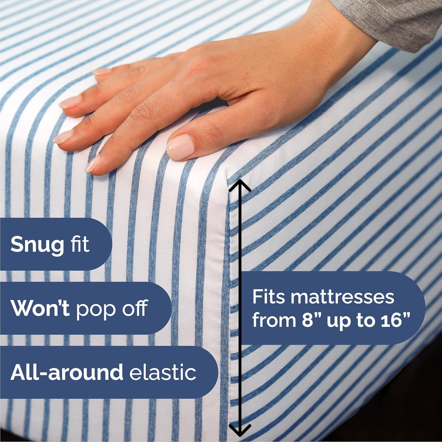 Cal King Size 4 Piece Sheet Set - Comfy Breathable & Cooling Bed Sheets Set - Hotel Luxury Bedding for Women, Men, Kids, Teens, Boys & Girls - Deep Pockets & Wrinkle Free - Oeko-Tex - Blue Stripes 2
