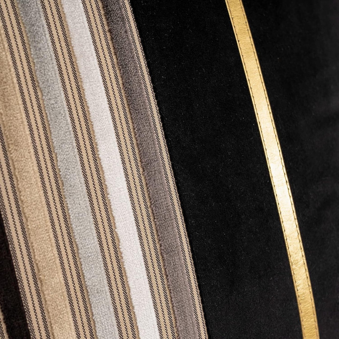 Black Striped Patchwork Throw Pillow Cover Gold Leather Cushion Cover Zippered Pillowcase for Sofa Couch Bedroom Living Room Home Decoration,18X18 Inch