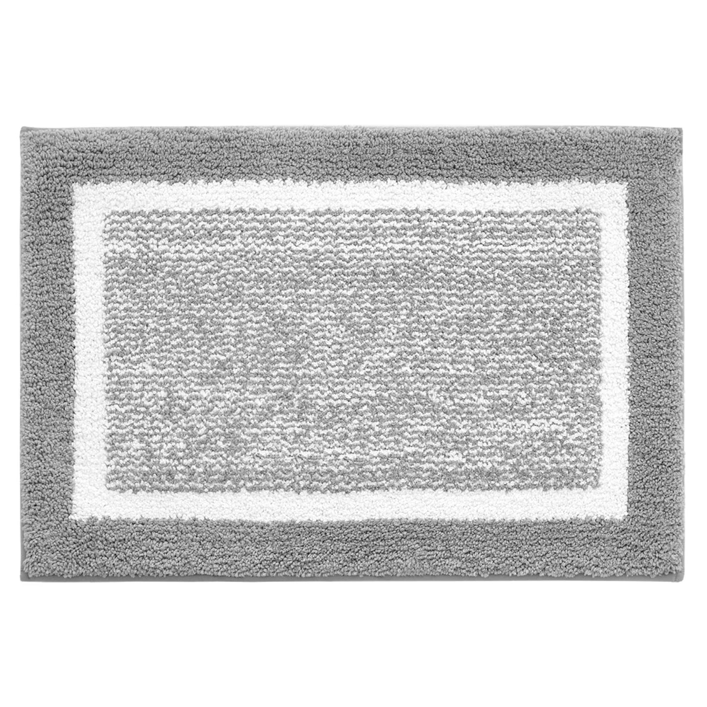 Bathroom Rug, Soft Absorbent Bathroom Mat and Bath Mat, Premium Microfiber Shag Bath Rug Machine Washable (16"X24",Grey and White)