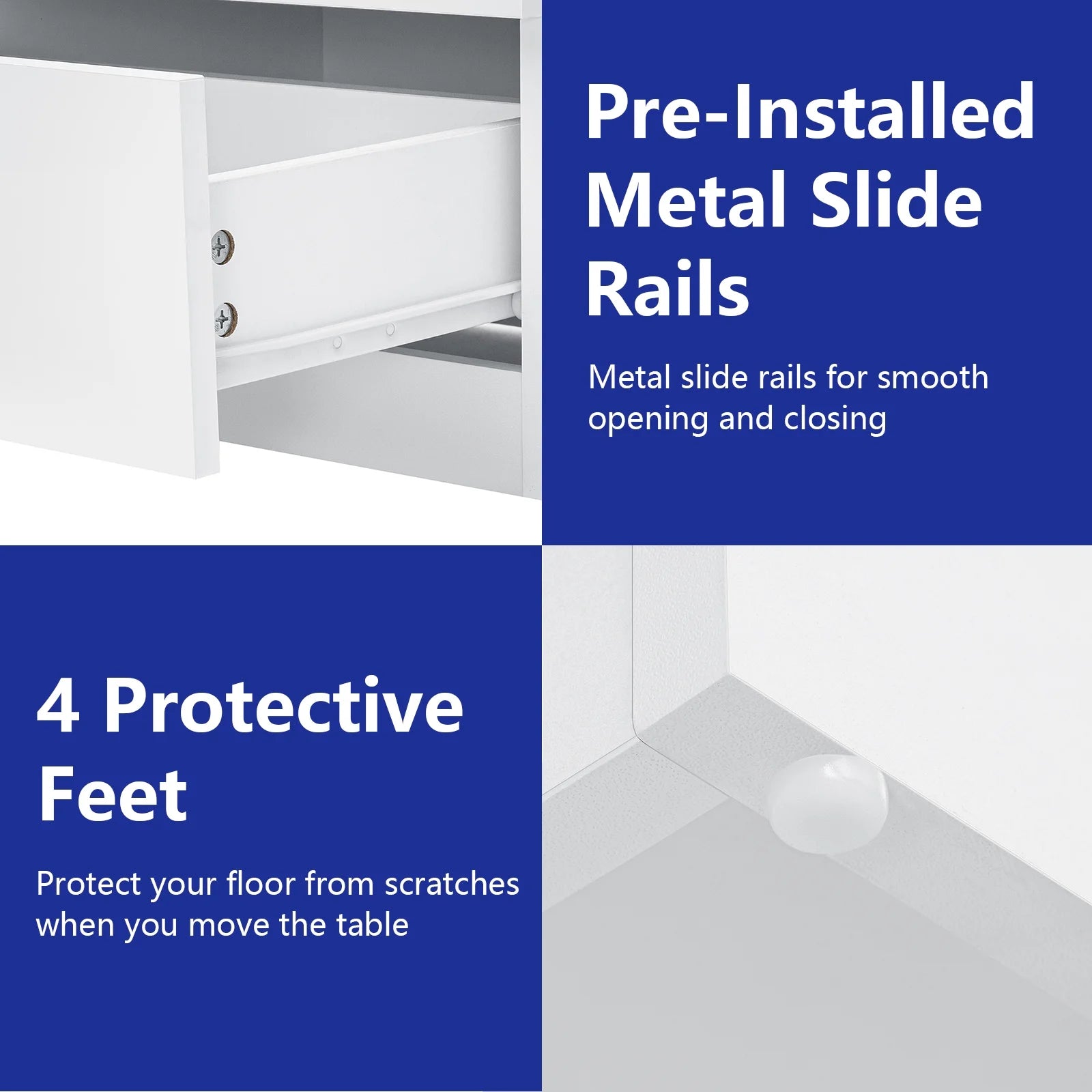 LED Nightstand with Wireless Charging Station Modern Nightstand Type C USB Port 2 Drawers Bedside Table White Smart Night Table High Gloss End Side Table for Bedroom Furniture 22.3" Tall