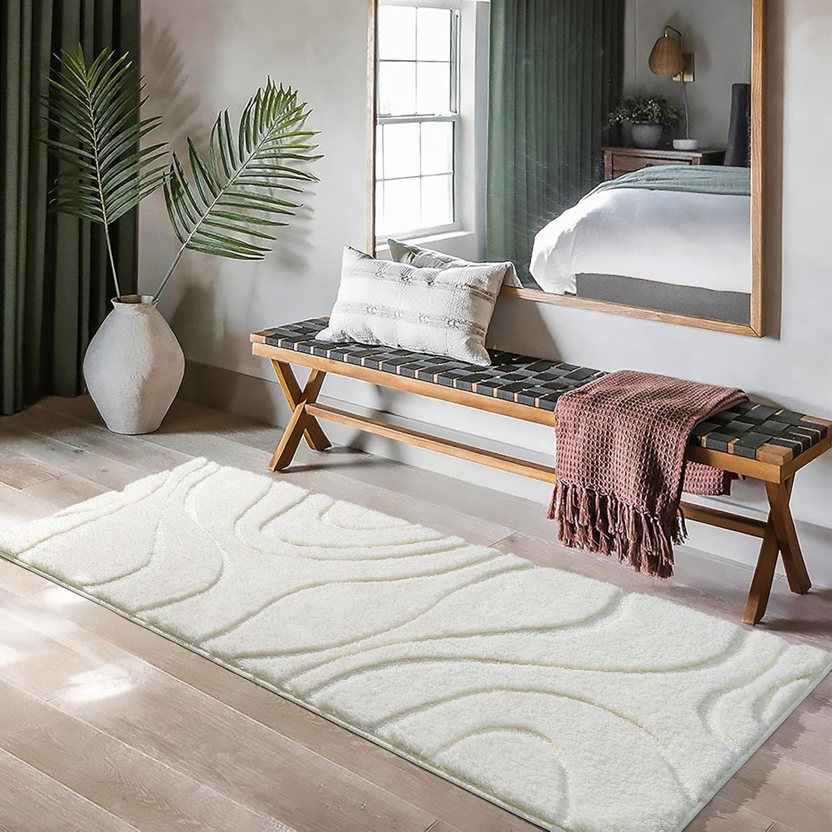 Bathroom Rugs Runner Non-Slip Mat for Bathroom Floor, 24X72 White