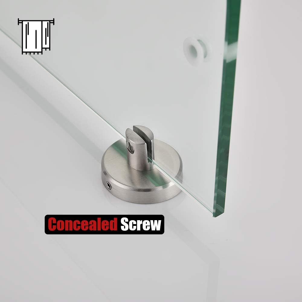 Bathroom Glass Shelf, Shelf with 15 Inch Towel Bar Tempered Glass Shower Storage 16 by 5 Inches, 304 Stainless Steel Brushed Finish Wall Mount, TGS100-BN