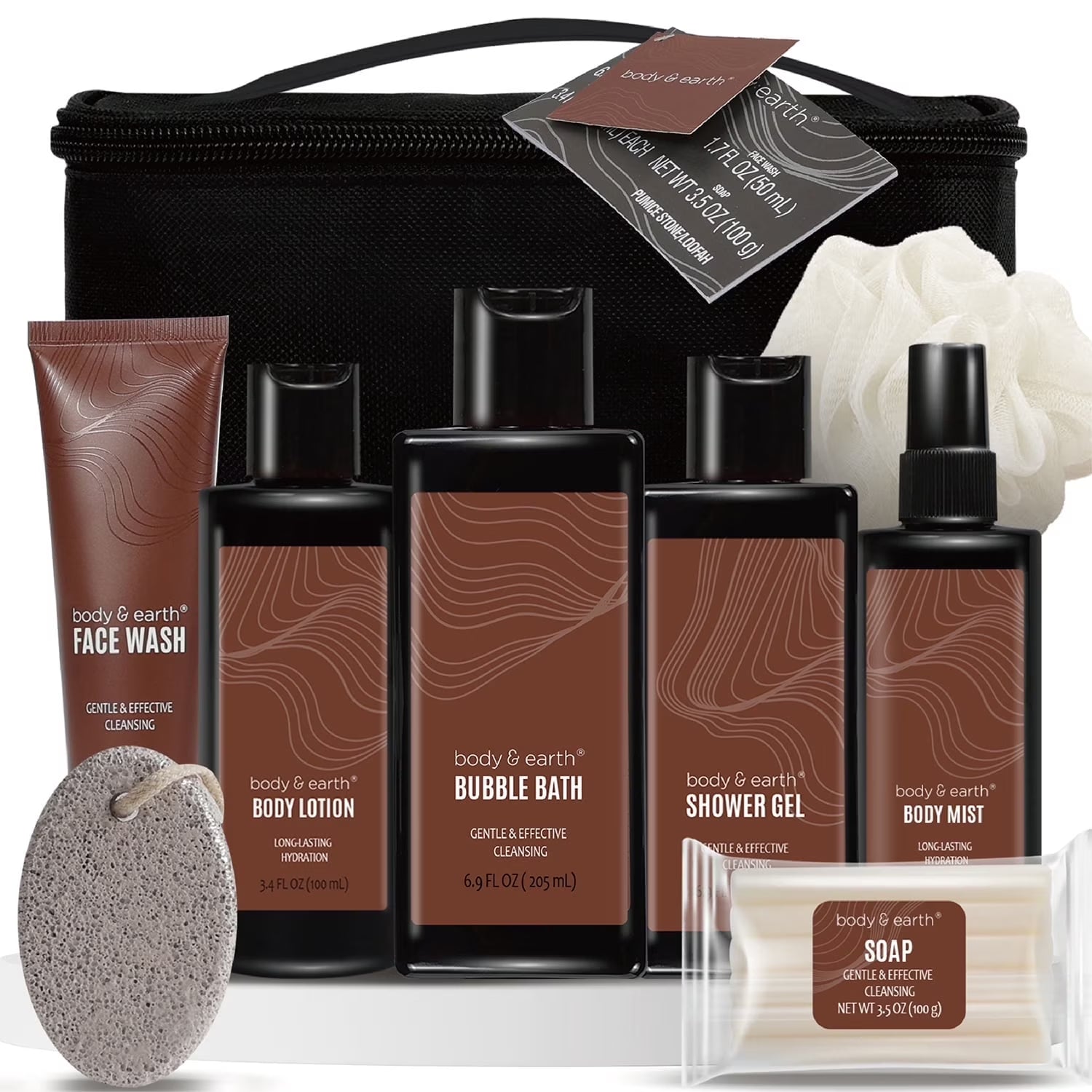 Bath Gift Sets for Men Father'S Day Gift Ideas, 8 Pcs Sandalwood Luxury Spa Gift Basket Body Care Sets with Toiletry Bag Birthday Gifts for Dad Husband