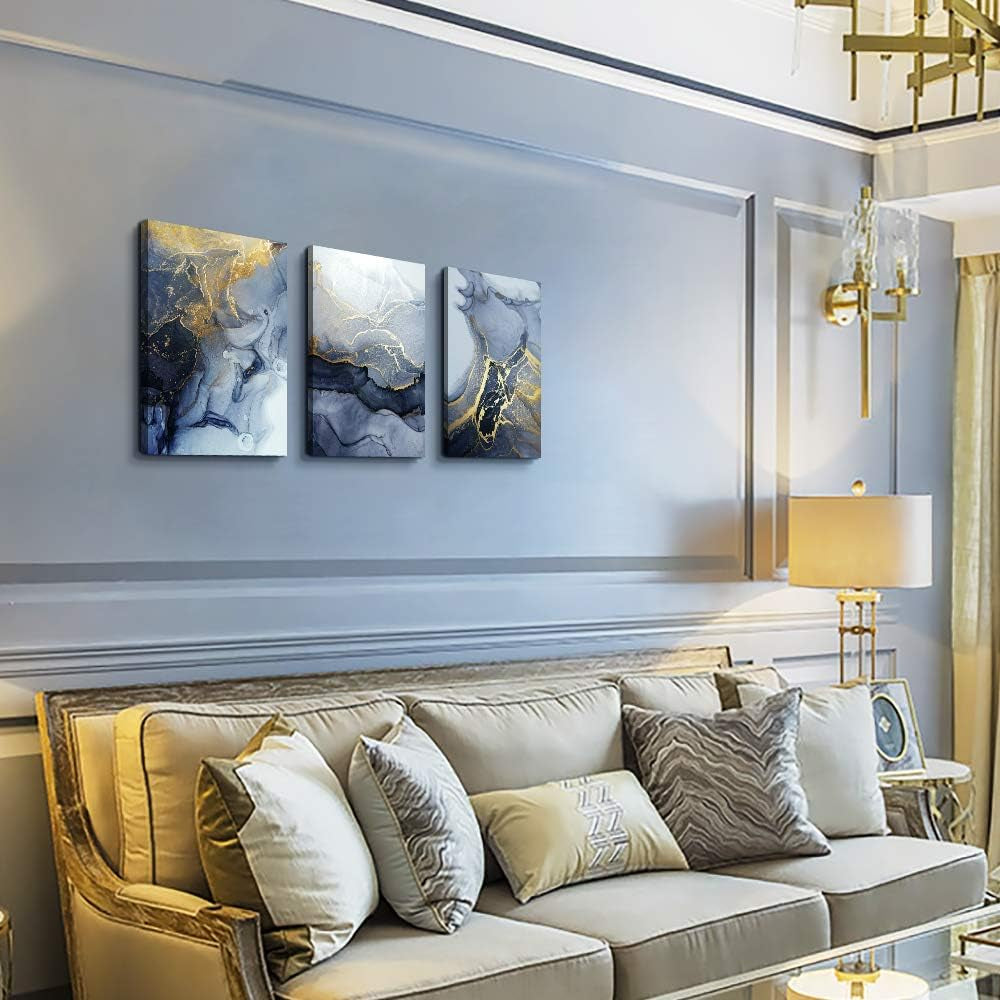 Abstract Wall Decor for Living Room Bedroom Wall Art Paintings Abstract Ink Painting Wall Artworks Hang Pictures for Office Decoration, 16X24Inch/Piece, 3 Panels Bathroom Home Decorations Posters