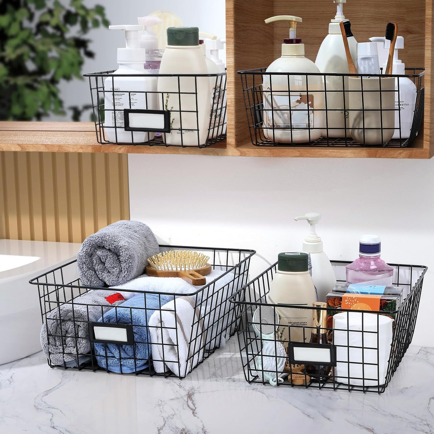 6 Pack Wire Baskets for Pantry Organization and Storage, Kitchen Organizer, 2 Xxlarge & 2 Xlarge & 2 Large