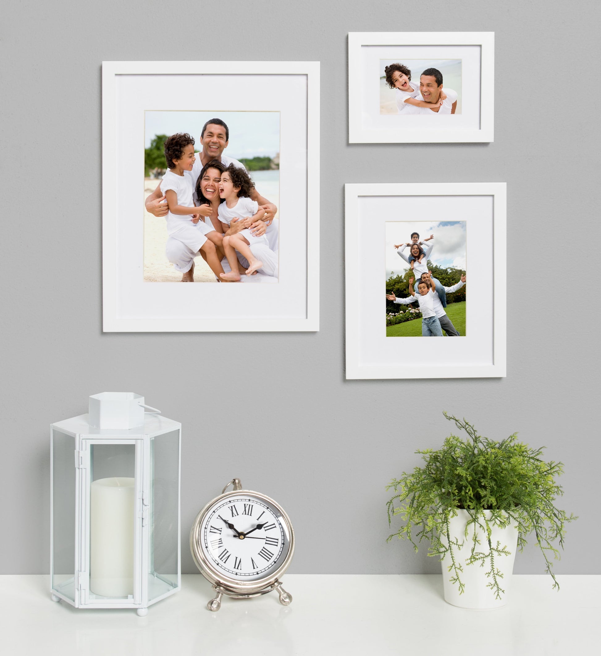 Gallery Wood Photo Frame Set for Customizable Wall Display, White 11X14 Matted to 8X10, Pack of 4
