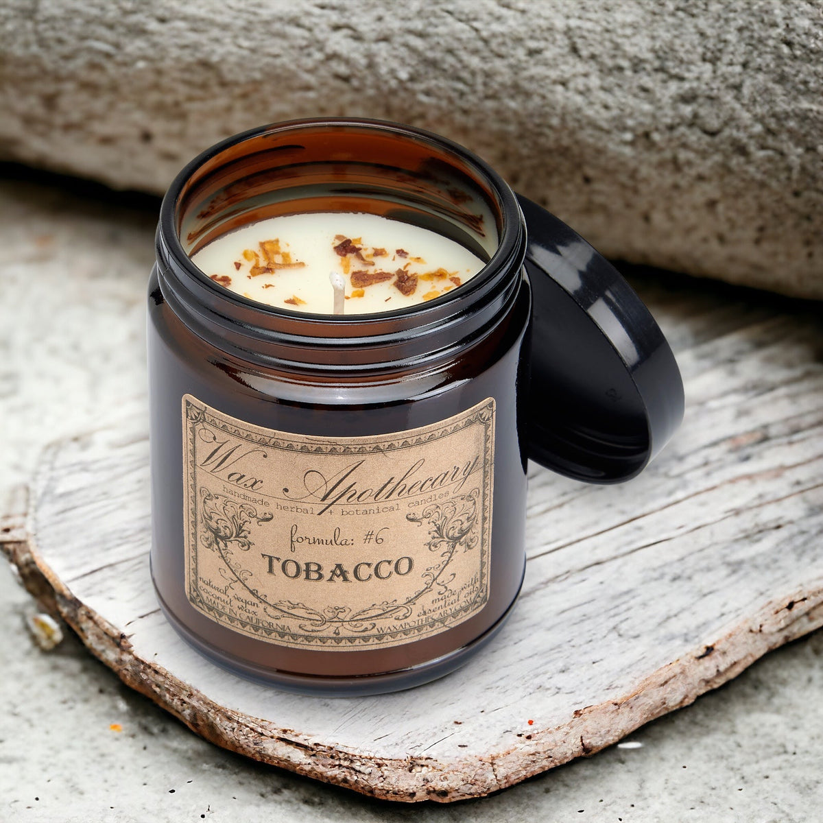 Botanical Candle in Amber Glass Jar - Tobacco