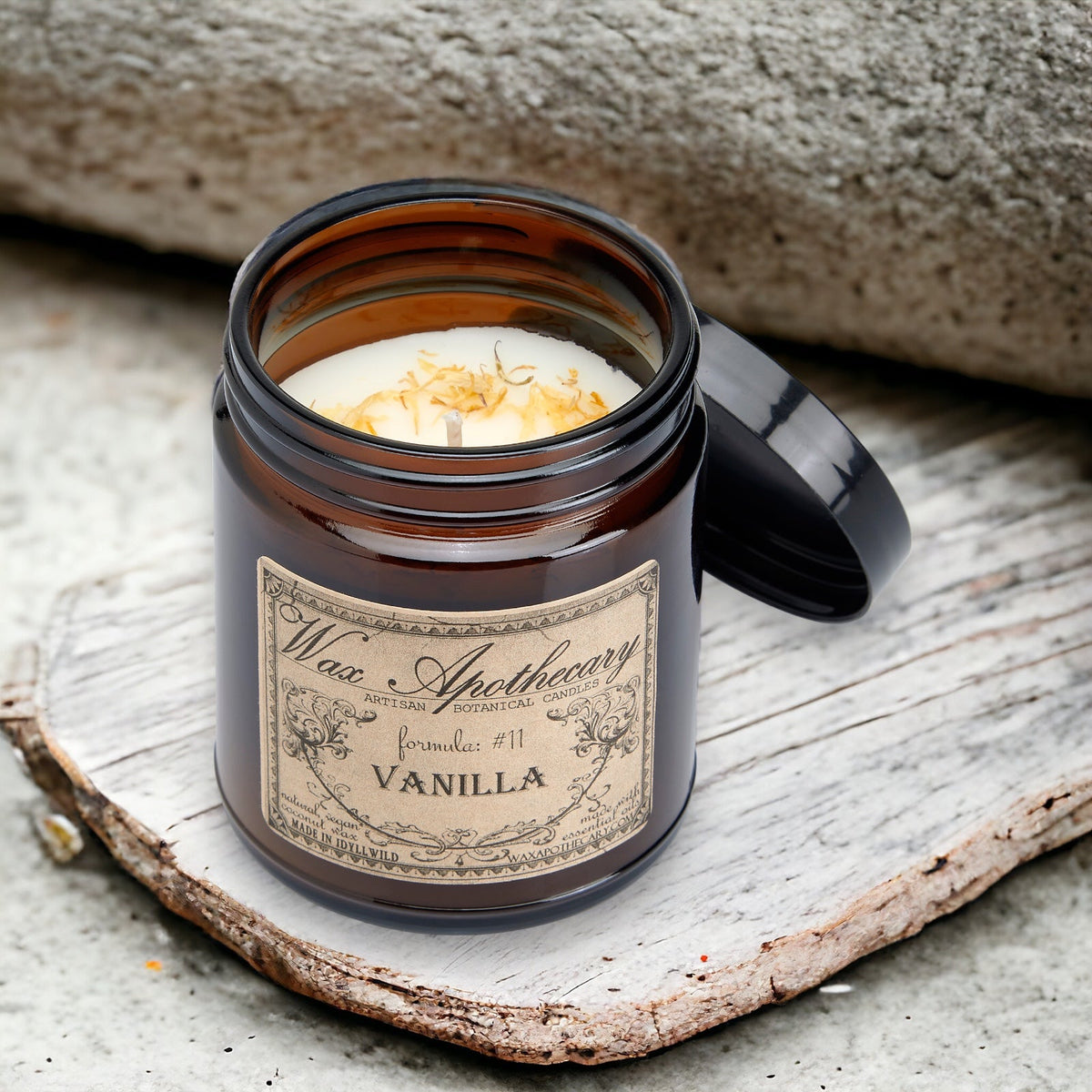 Botanical Candle in Amber Glass Jar - Vanilla