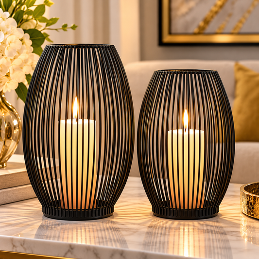 Black Matte Metal Candle Holder