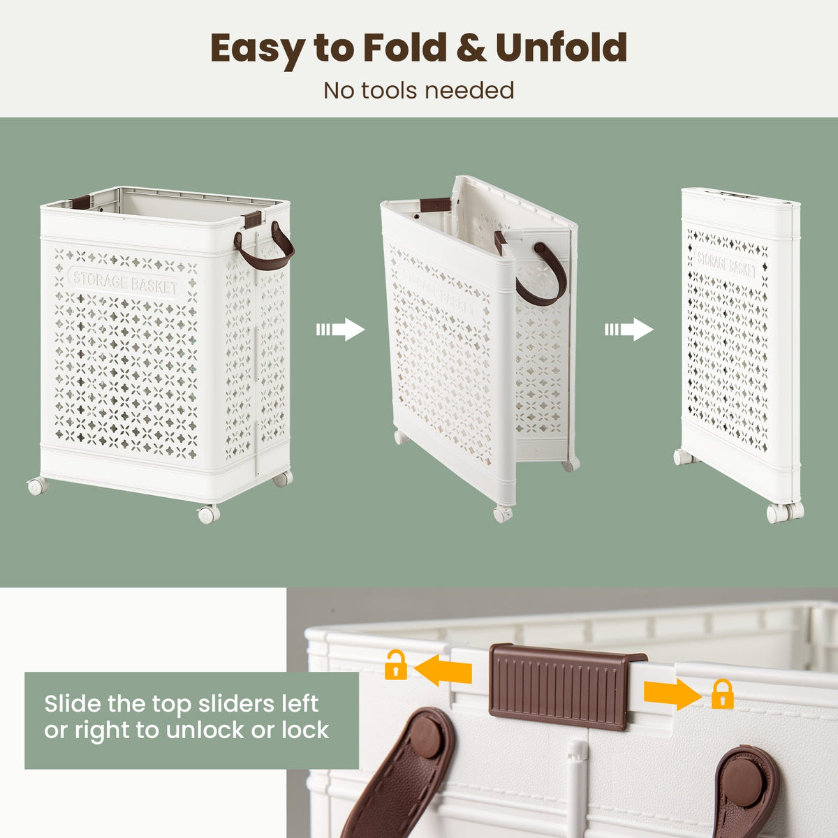 White Plastic Collapsible Laundry Basket