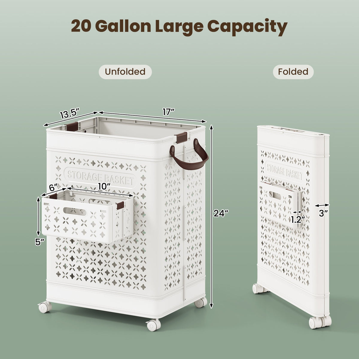 White Plastic Collapsible Laundry Basket