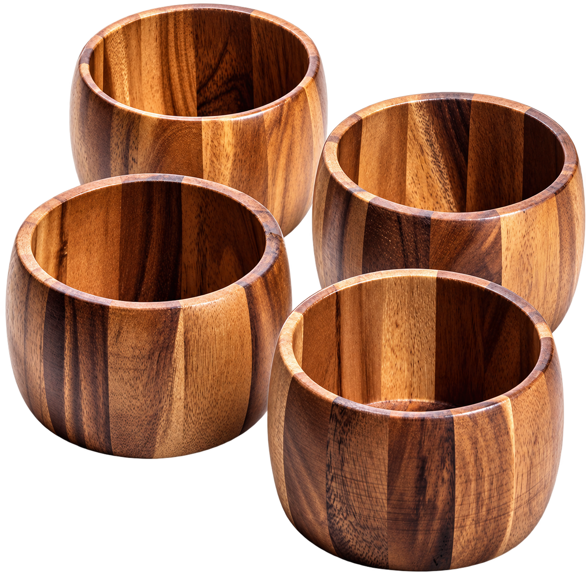 Handcrafted Acacia Wood Individual Salad Bowls