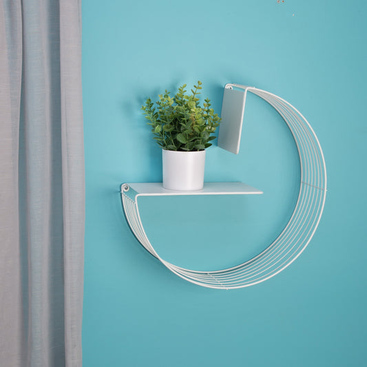 17.7" W X 17.7" H Steel Floating Circular Accent Shelf, White