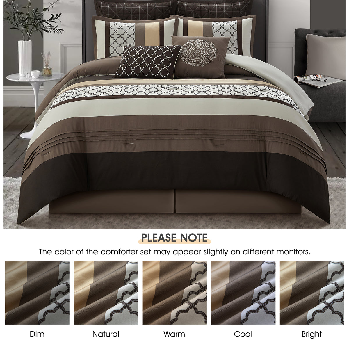 Brown Jacquard Woven with Geometry Bed in a Bag-Queen