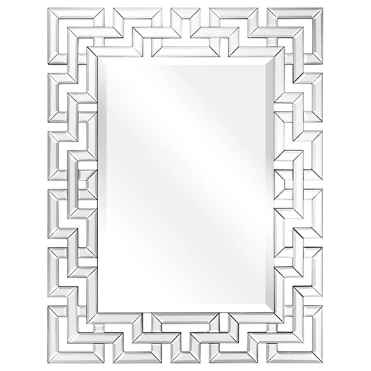 Direct Elegant Beveled Geometry Decorative Wall Mirror, 31" X 40", Ready to Hang