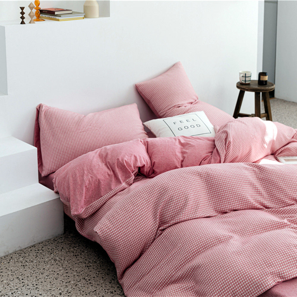 Tianzhu Cotton Nude Sleeping Four-Piece Set 100 Cotton Simple Knitted Quilt Cover Bedding
