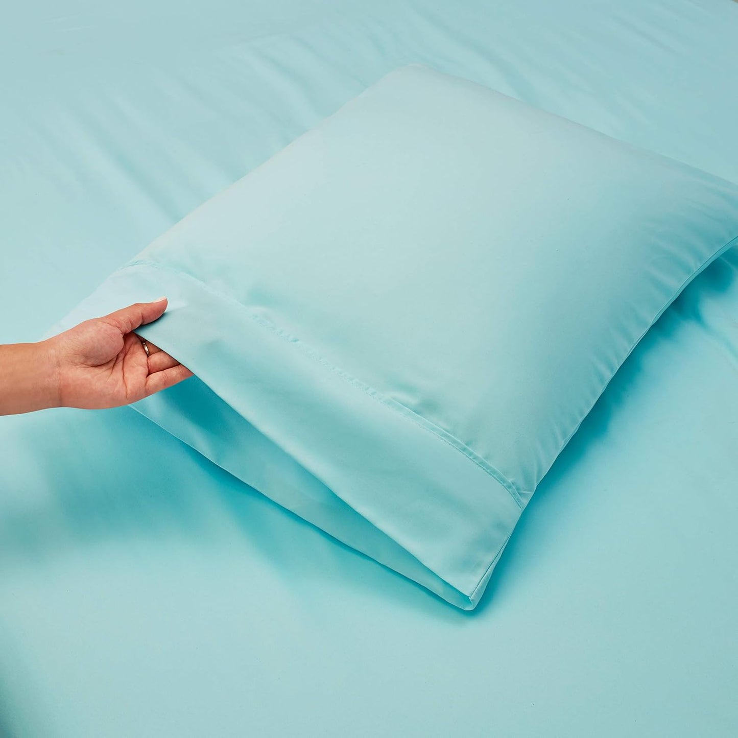 Extra Deep Pocket Sheets - Fits Mattress 18-24 Inches Deep - Extra Deep Pocket Twin Sheets Sets - 4 Piece Twin Size - Twin - Aqua Blue Sheets
