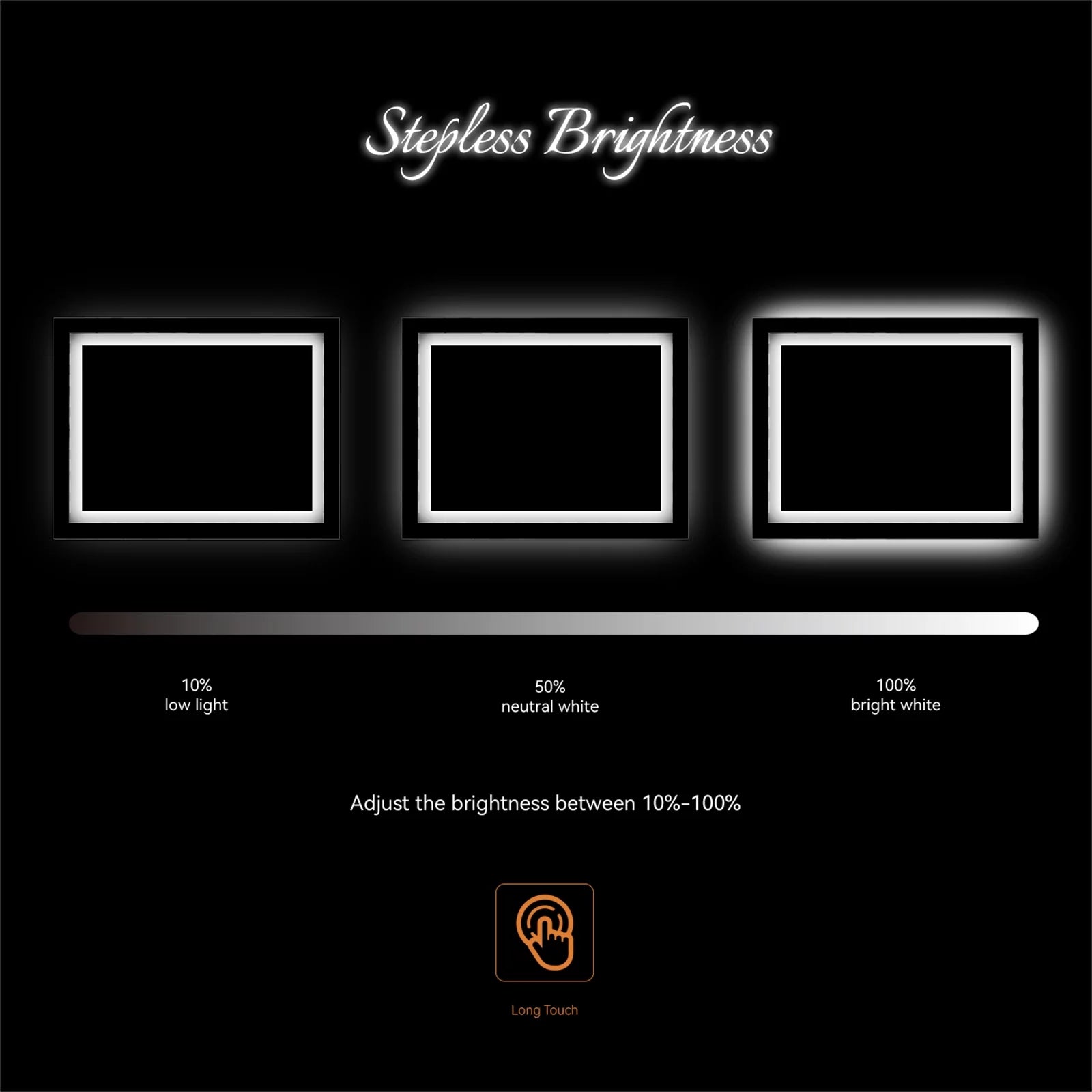 28X20 Inch LED Lighted Bathroom Mirror Silvered Wall Mounted Mirror with Touch Button,Anti Fog and IP67 Waterproof Square Mirror