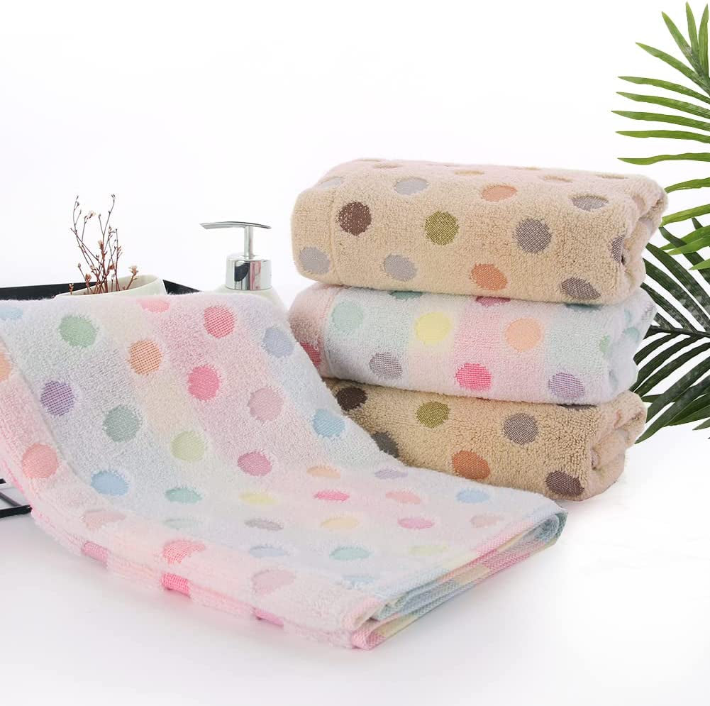 Polka Dot Absorbent Hand Towels for Bathroom Set of 4,Brown