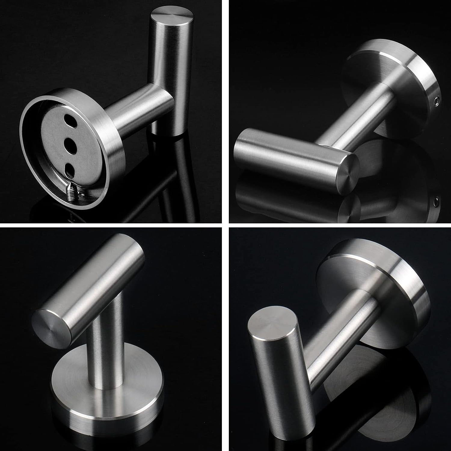Bath Towel Hooks- SUS 304 Stainless Steel Robe Hook Holder, Heavy Duty Coat Hook for Bathroom Livingroom Hotel Kitchen Garage, Wall Mounted- 4 Pack (Brushed Nickel)