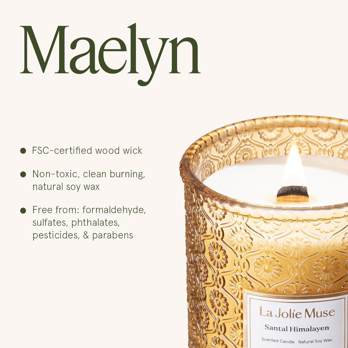 Santal Himalayen Scented Candles for Home, 19 Oz Natural Soy