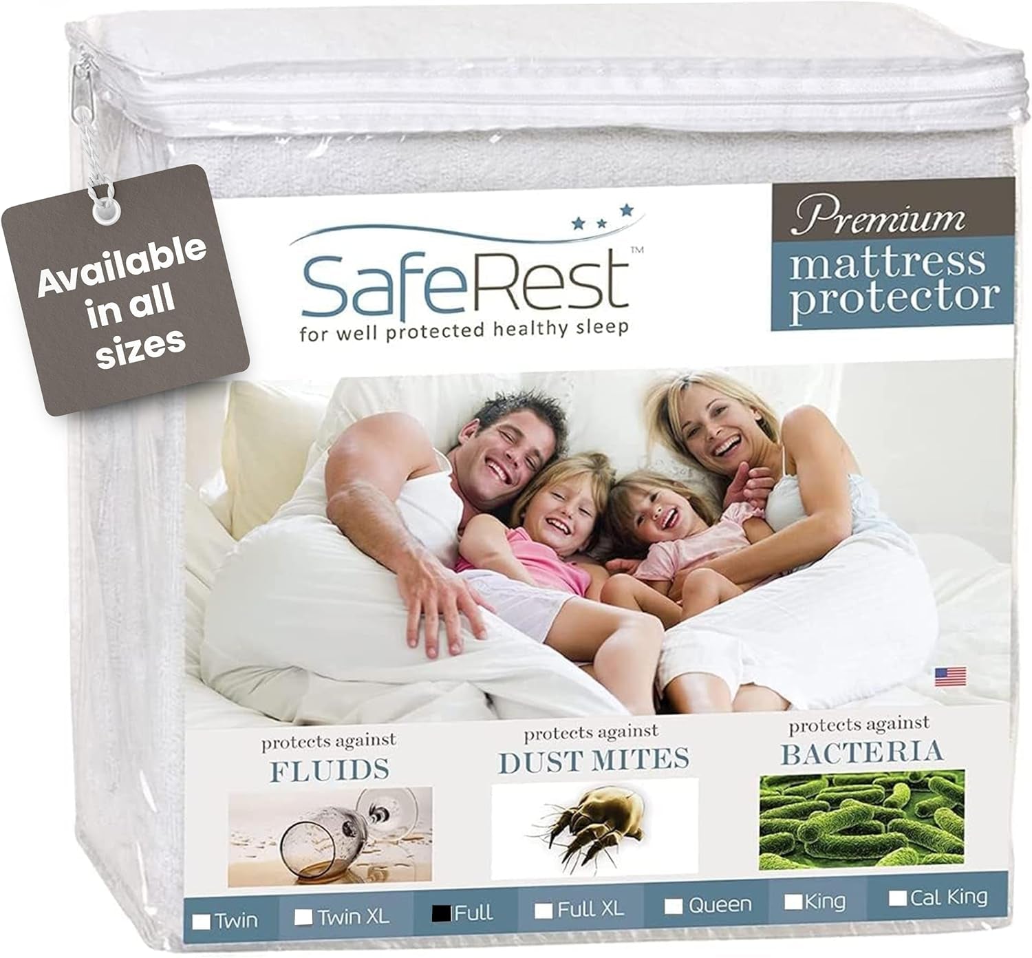 Waterproof Full Size Mattress Protector - Fitted with Stretchable Pockets - Machine Washable Cotton Mattress Cover for Bed