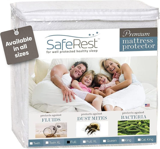 Waterproof Full Size Mattress Protector - Fitted with Stretchable Pockets - Machine Washable Cotton Mattress Cover for Bed