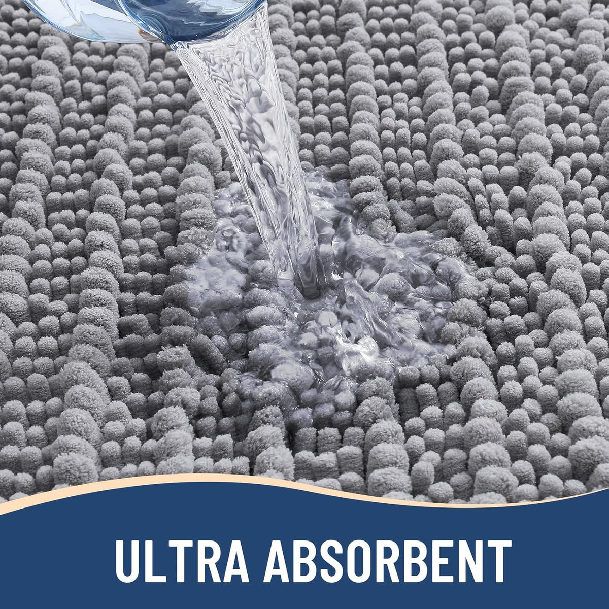 Bathroom Rugs Mat 47X20, Soft Absorbent Chenille Shaggy Bath Mat