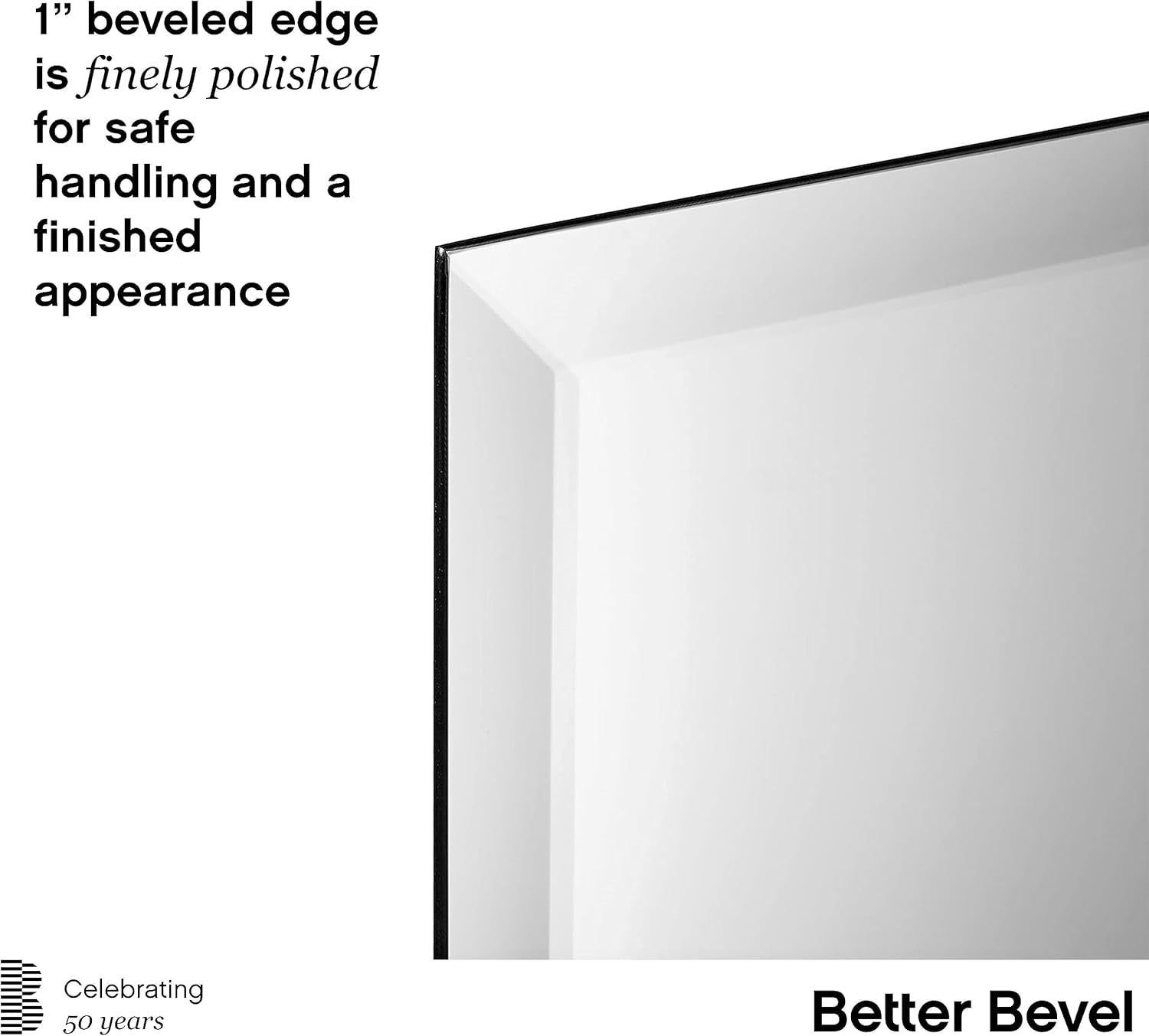 Frameless Rectangle Mirror | 24" X 36" Bathroom Wall Mirror W/Beveled Edge | Ultra-Flush Hanging System (Horizontal or Vertical)