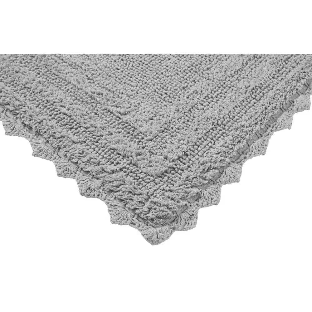 Lilly Crochet Collection 17 In. X 24 In. Gray 100% Cotton Rectangle Bath Rug