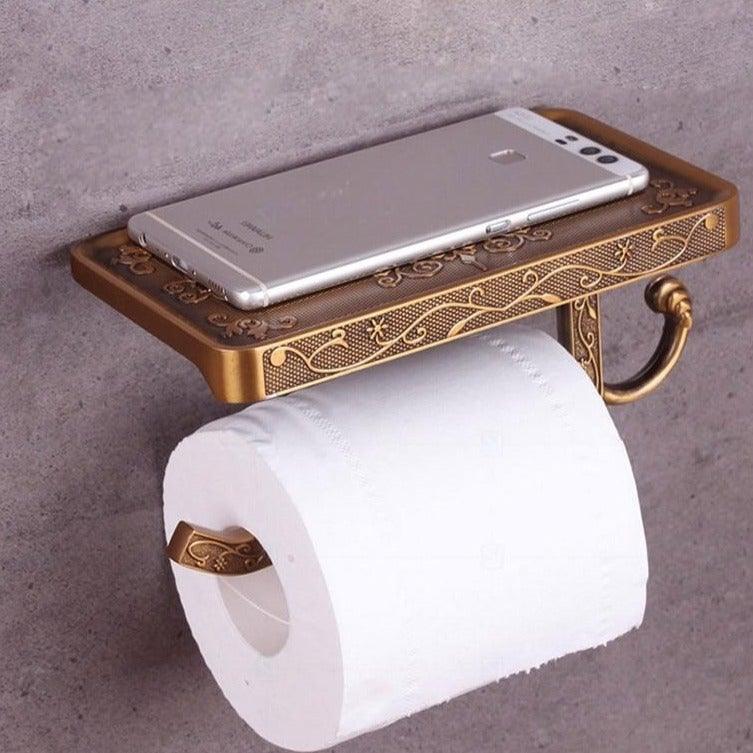 Antique Brass Toilet Paper Holder with Hook