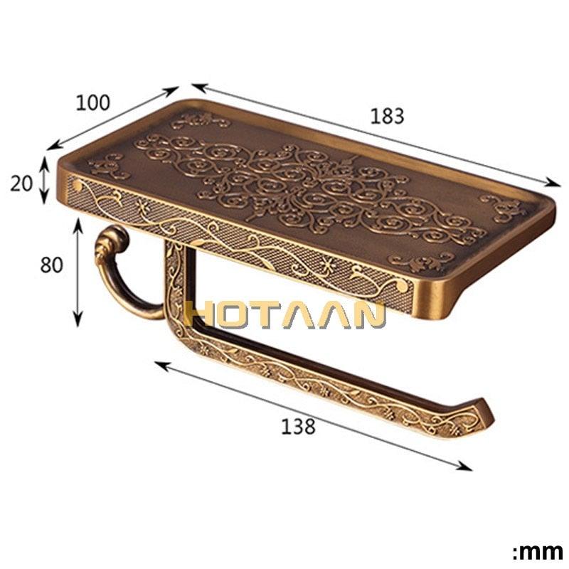 Antique Brass Toilet Paper Holder with Hook