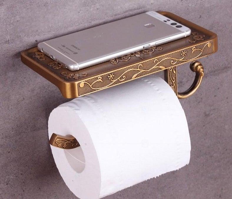 Antique Brass Toilet Paper Holder with Hook