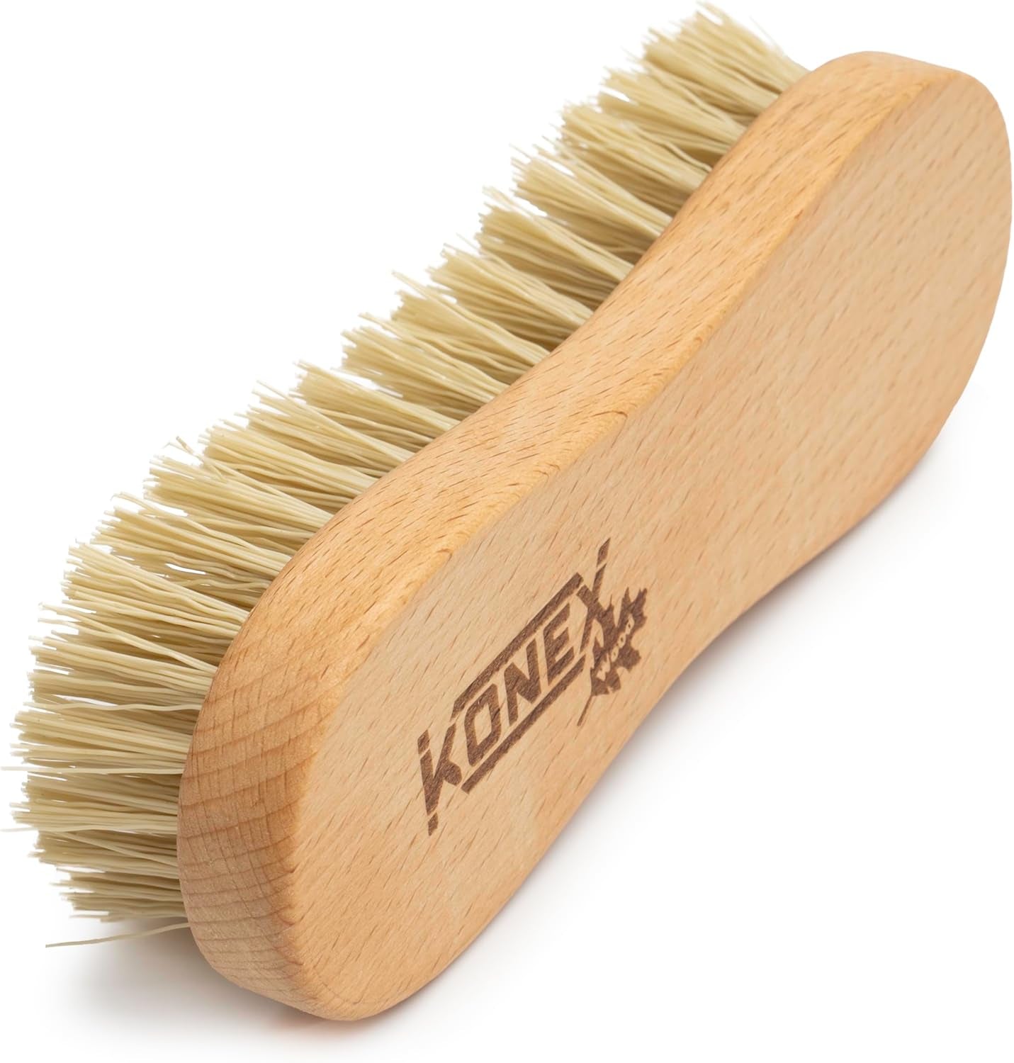 Nylon Fiber Economy Utility Cleaning Hand Brush | Heavy Duty Hand-Held Scrub Brush Stiff Bristles | Wooden Body, Ideal Scrub Brushes for Cleaning (Peanut Shaped)