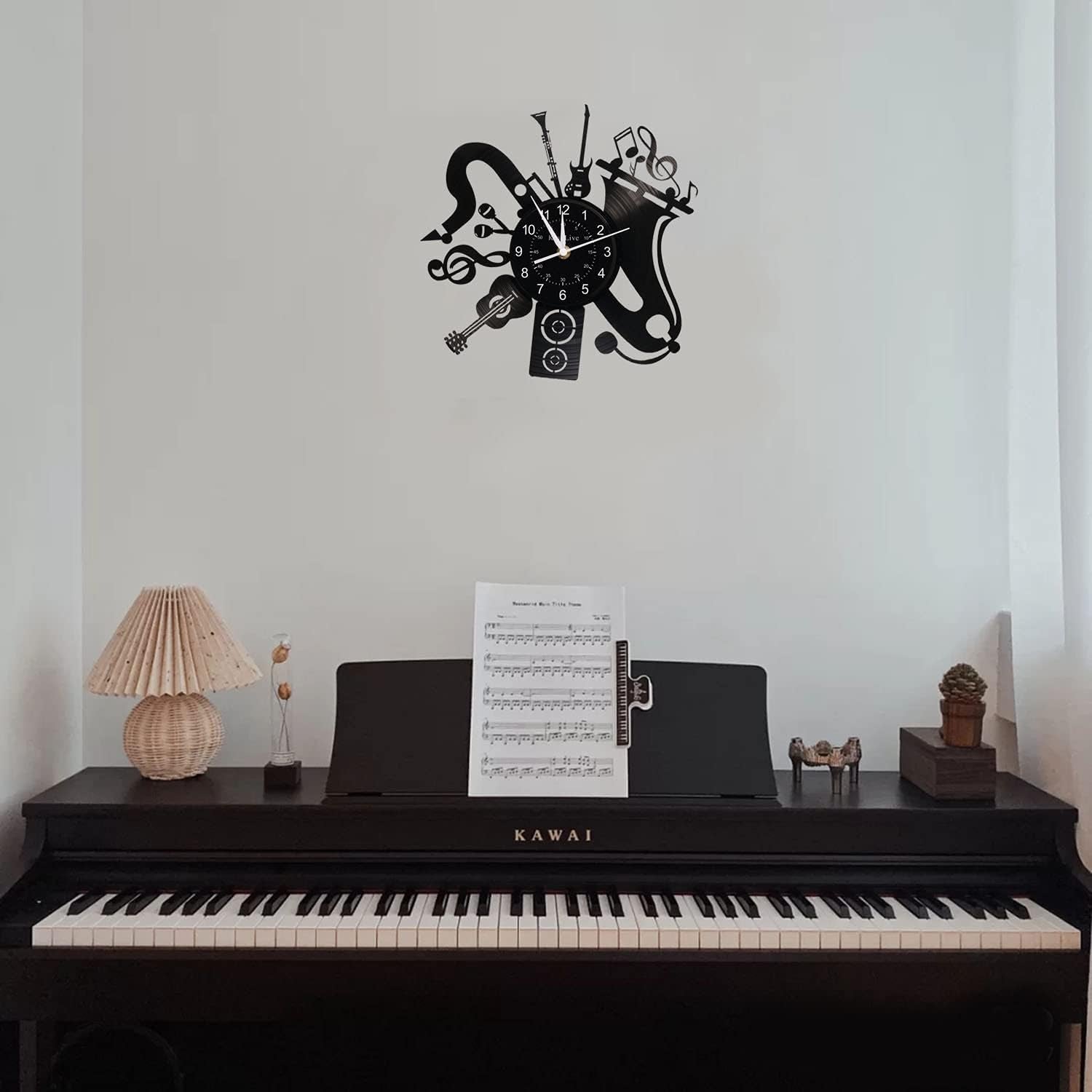 Music Vinyl Record Wall Clock, Music Room Decoration, Music Theme Wall Clock. (Music B)