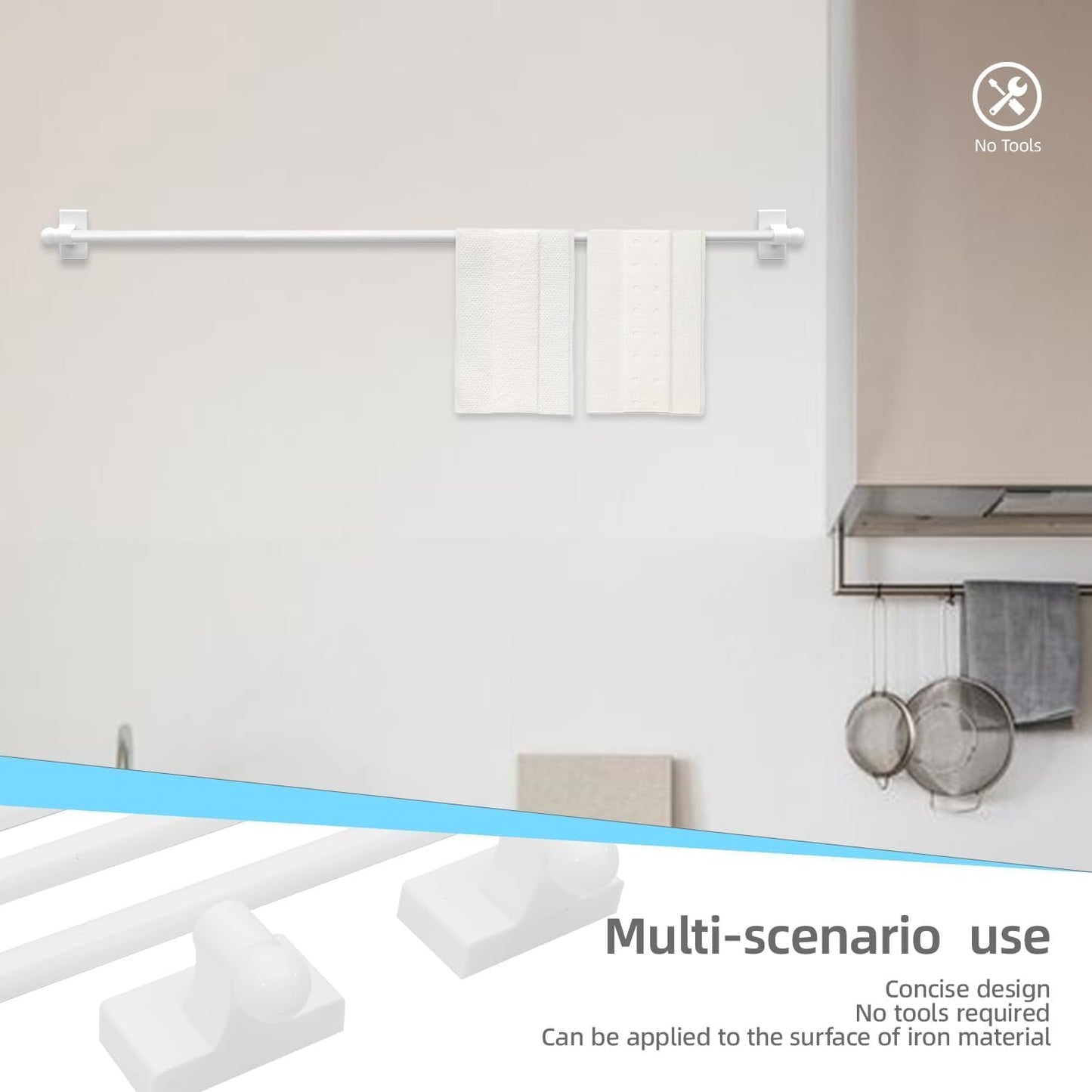 Multi-Use Adjustable Magnetic Curtain Rods for Doors, Windows, Tool Boxes, 9-16 Inch, Easy Installation，2-Pack，White