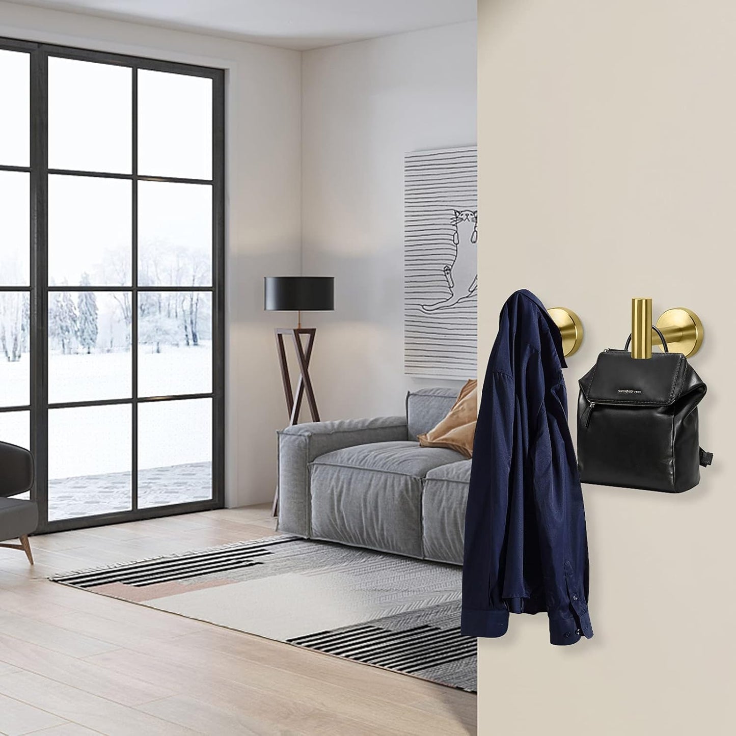 Bath Towel Hooks- SUS 304 Stainless Steel Robe Hook Holder, Heavy Duty Coat Hook for Bathroom Livingroom Hotel Kitchen Garage, Wall Mounted (Brushed Gold, 4 Pack)
