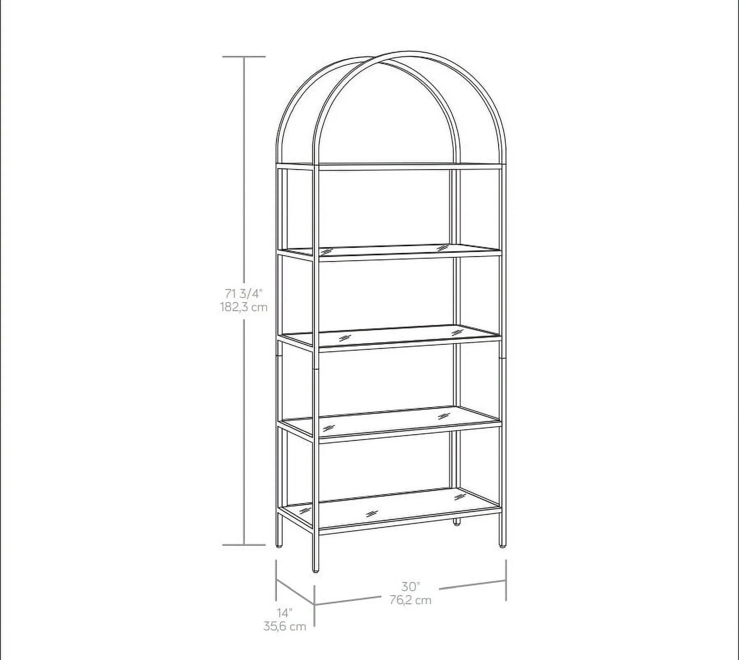 Nola Arc Bookshelf, Black Finish