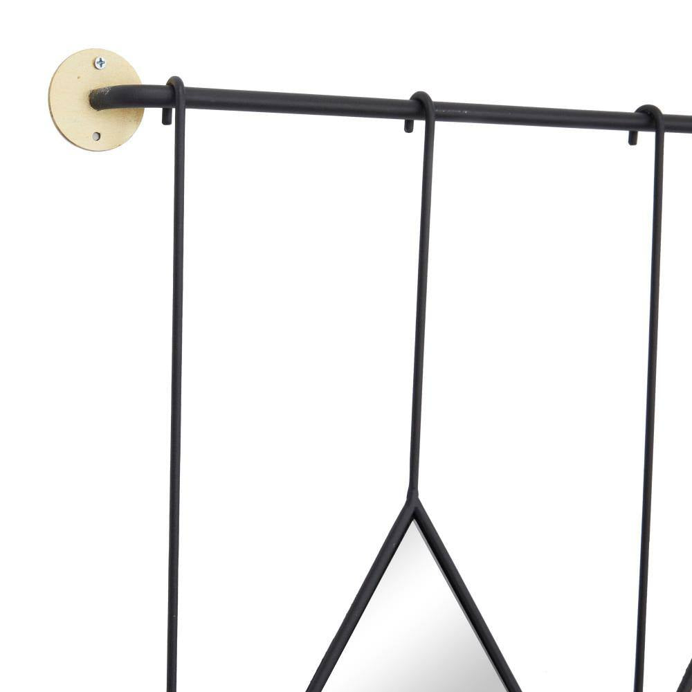 27 In. X 27 In. Diamond Shapes Geometric Framed Black Wall Mirror with Hanging Bar