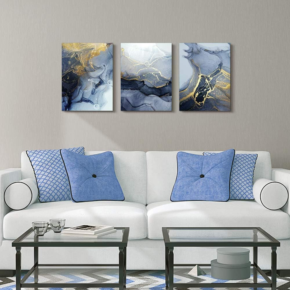 Abstract Wall Decor for Living Room Bedroom Wall Art Paintings Abstract Ink Painting Wall Artworks Hang Pictures for Office Decoration, 16X24Inch/Piece, 3 Panels Bathroom Home Decorations Posters