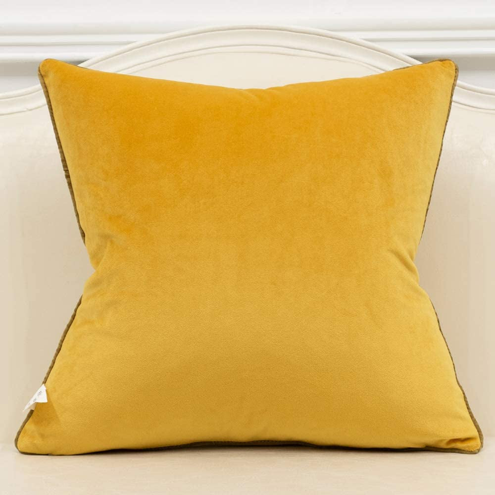 22 X 22 Inches Yellow White Gold Leather Striped Patchwork Velvet Cushion Case Luxury Modern Throw Pillow Cover Decorative Pillow for Couch Living Room Bedroom Car