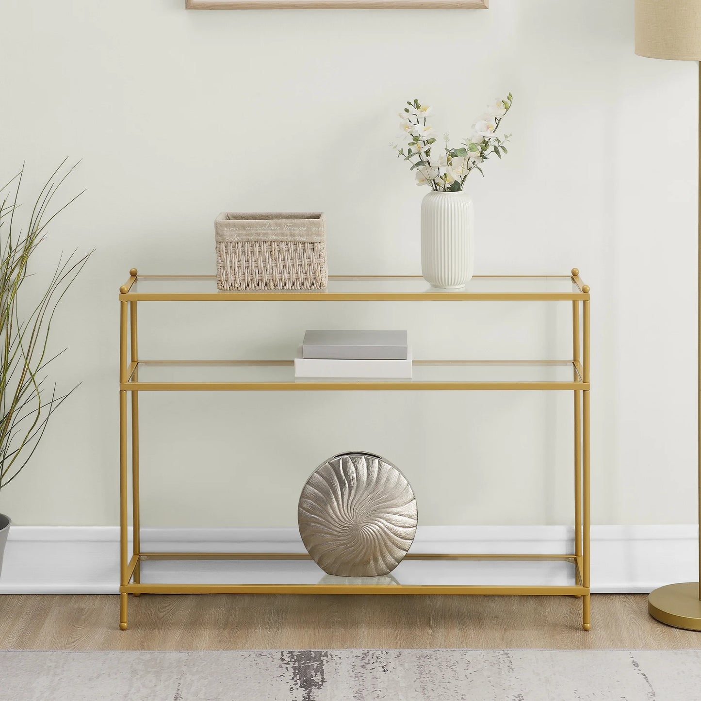 Contemporary Gold Metal Royal Crest Console Table