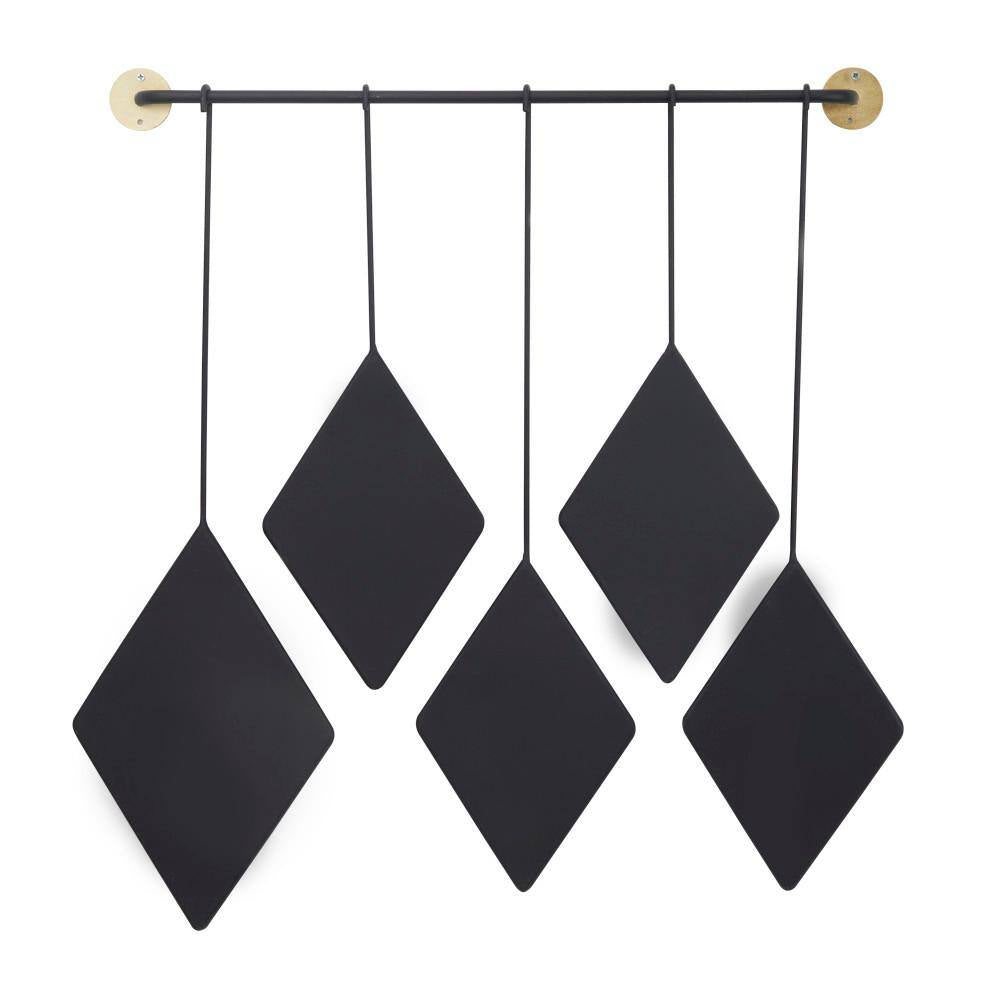 27 In. X 27 In. Diamond Shapes Geometric Framed Black Wall Mirror with Hanging Bar
